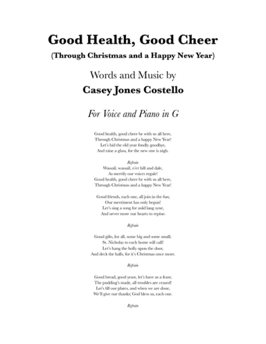 Good Health, Good Cheer (Through Christmas and a Happy New Year) (Voice and Piano)