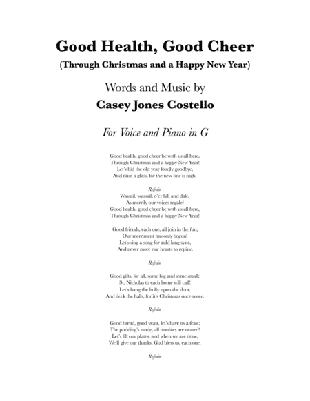 Good Health, Good Cheer (Through Christmas and a Happy New Year) (Voice and Piano)