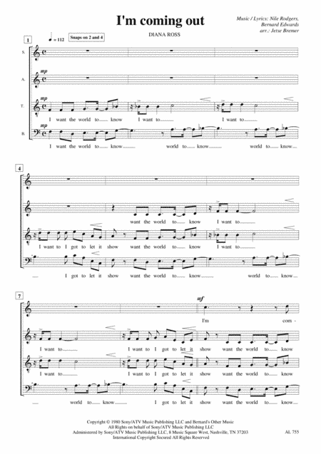 I'm Coming Out (arr. Jetse Bremer)