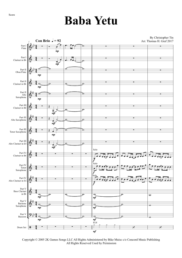 Baba Yetu (arr. Thomas Graf)