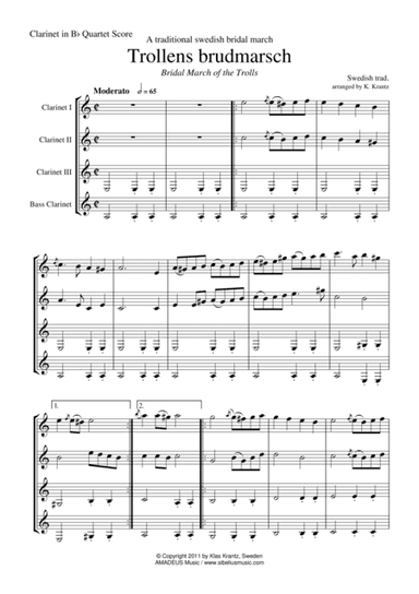 Trollens brudmarsch / Bridal march of the trolls for clarinet quartet (arr. Klas Krantz)