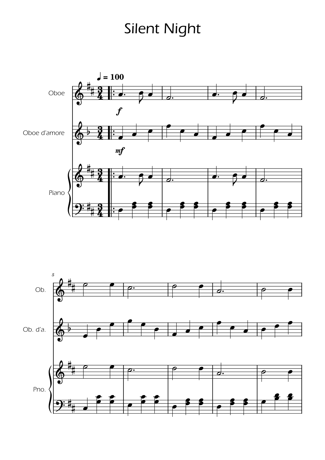 Silent Night - Oboe Duet w/ Piano (arr. Ygor Nunes)