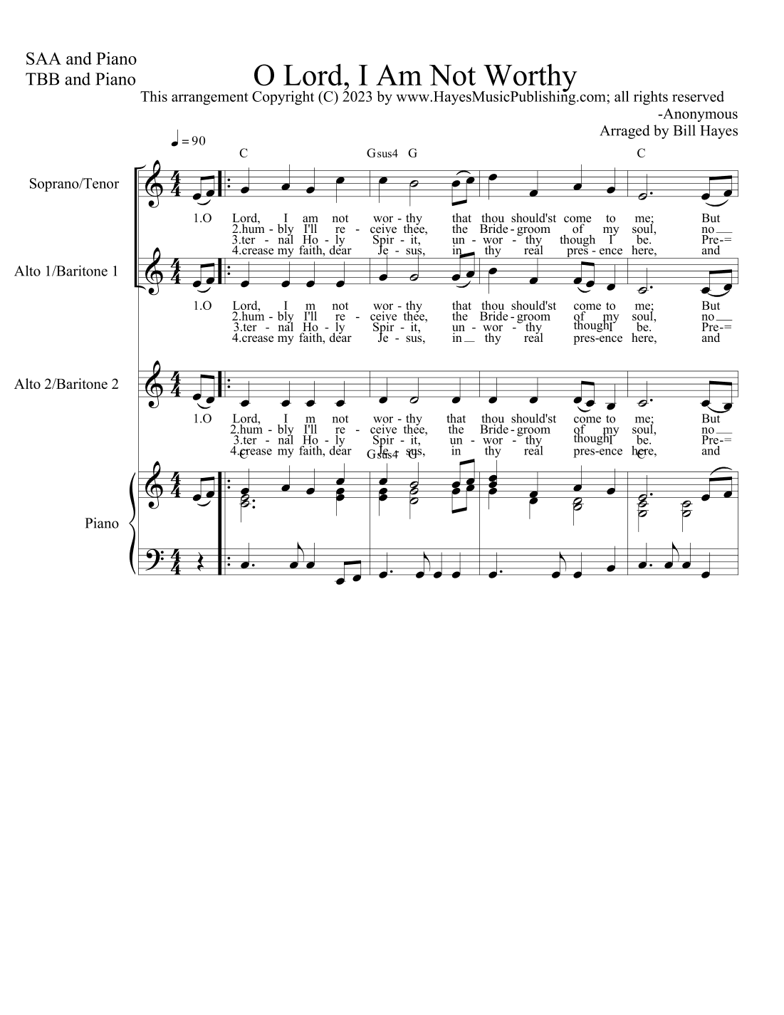 O Lord I Am Not Worthy (arr. Bill Hayes)