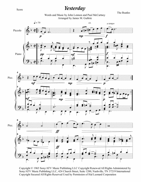 Yesterday (arr. James M. Guthrie)