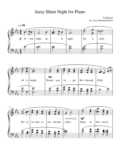 Jazz Silent Night for Piano (arr. Amy Brinkman-Davis)