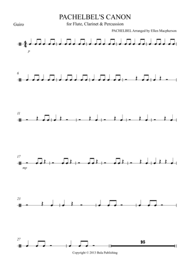 pachelbel's Cannon - for Flute, Clarinet & Percussion - PERCUSSION 2  - GUIRO part (arr. Ellen Macpherson)