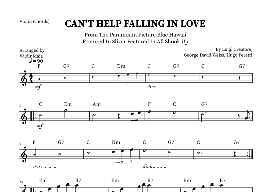 Can't Help Falling In Love (arr. Valdir Maia)