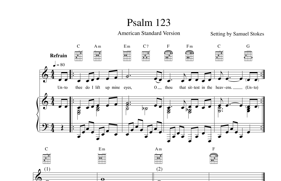 Psalm 123 ASV - for cantor with congregational refrain