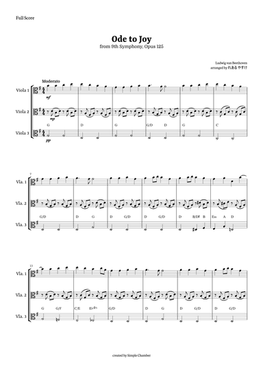 Ode to Joy for Viola Trio by Beethoven Opus 125 (arr. れある やすけ)