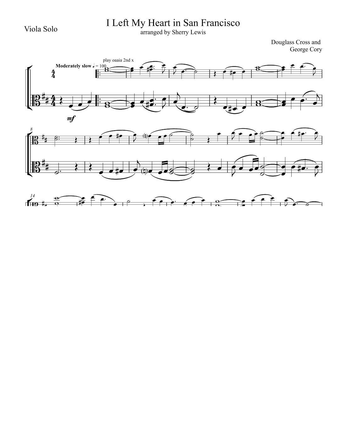 I Left My Heart In San Francisco (arr. Sherry Lewis)