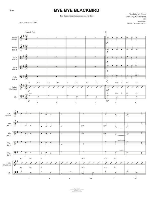 Bye Bye Blackbird (arr. Andrew R. Guarrine)