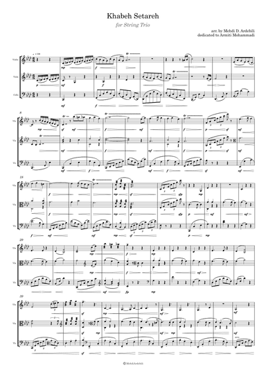 Khabeh Setareh - for String Trio (arr. Mehdi D. Ardebili)