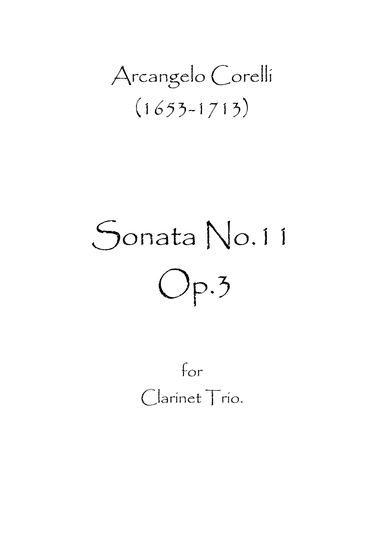 Sonata No.11 Op.3 (arr. Spence Bundy)