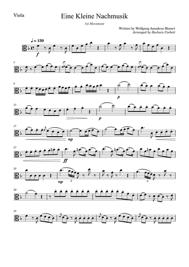 Eine Kleine Nachtmusik, 1st Movement (arr. Zachary Corbett)