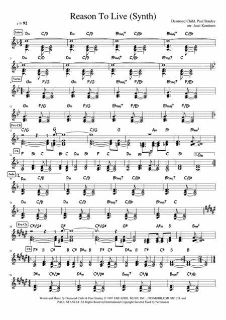 Reason To Live (arr. Jussi Kontinen)