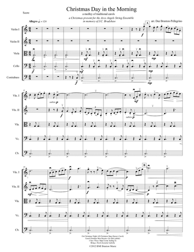Christmas Day in the Morning (String quartet: violins, viola, cello, string quintet: optional bass, (arr. Dee Braxton-Pellegrino)