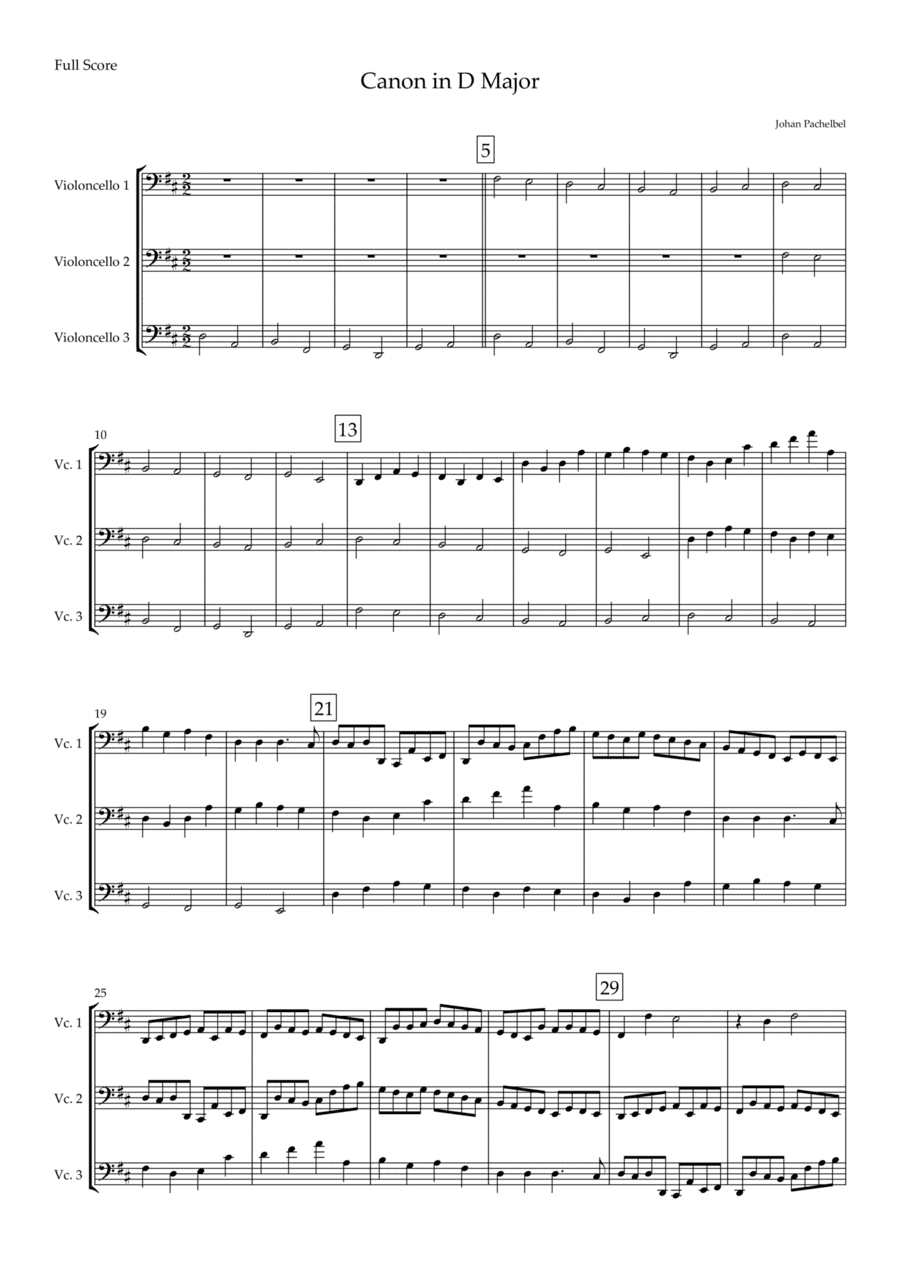 Canon in D Major (Johann Pachelbel) for Cello Trio (arr. Fabio Britto)