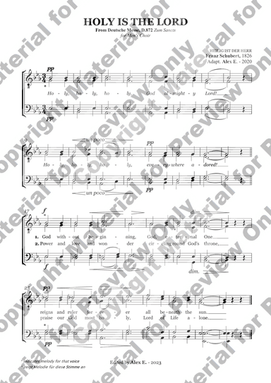 Holy is the Lord (Heilig ist der Herr) - For Men's Choir (arr. Alex E.)