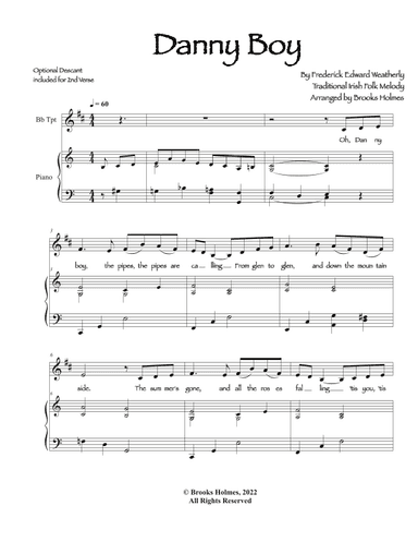 Danny Boy for Trumpet & Piano (arr. Brooks Holmes)
