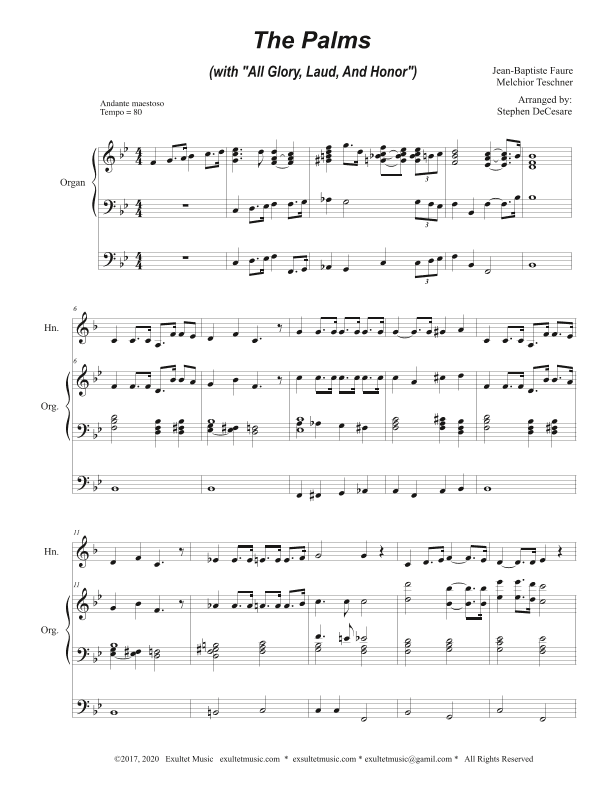 The Palms (with "All Glory, Laud, and Honor") (French Horn solo and Organ) (arr. Stephen DeCesare)