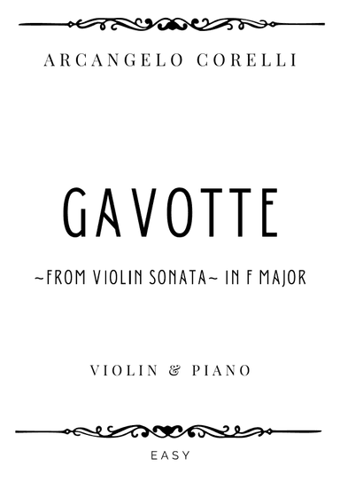 Corelli - Gavotte (from Violin Sonata) in F major - Easy (arr. Piacere Music Sheets)