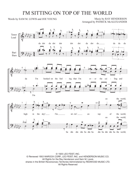 I'm Sitting On Top Of The World (arr. Patrick McAlexander)