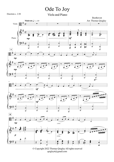 Ode To Joy (arr. Thomas Quigley)