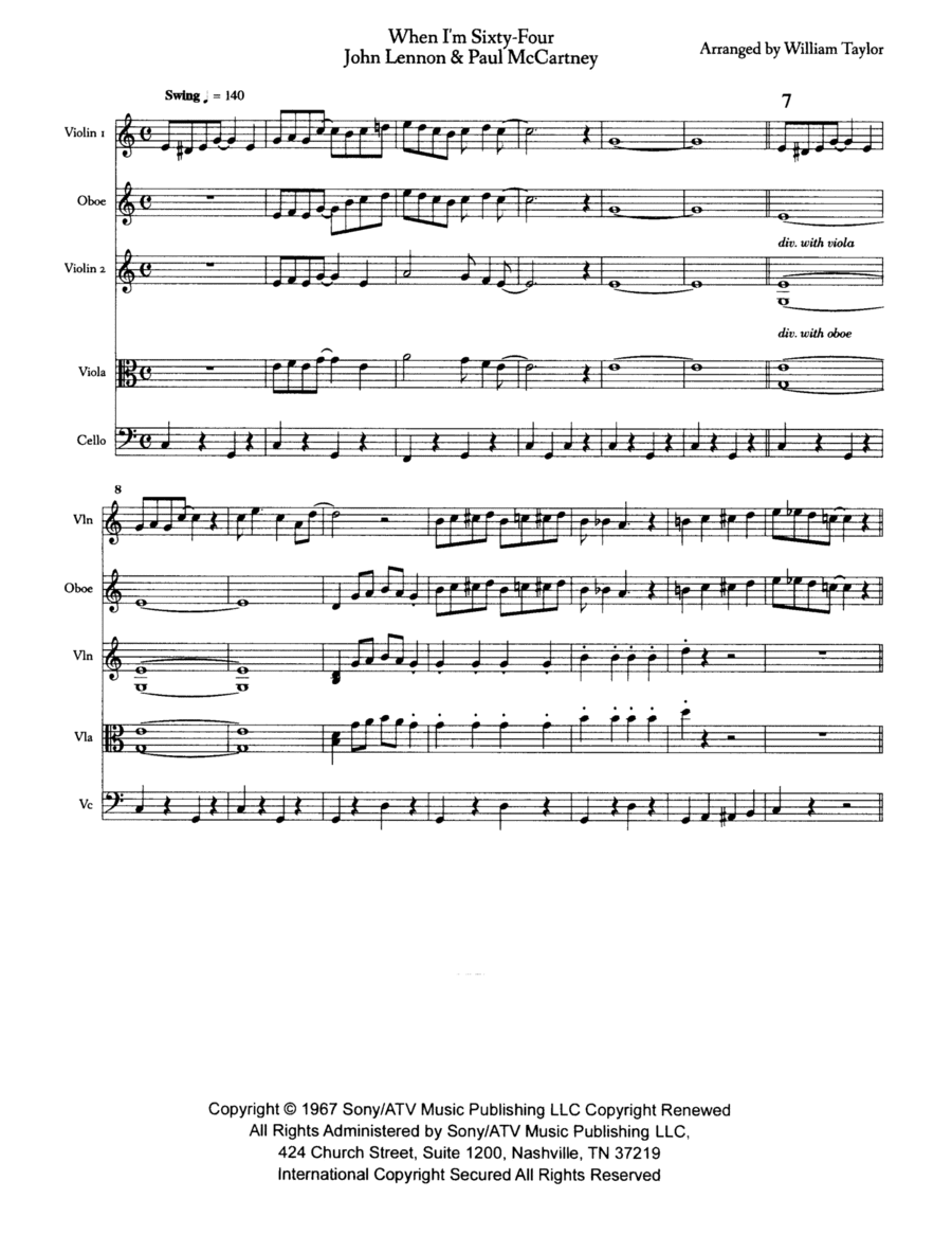 When I'm Sixty-four (arr. William Taylor)