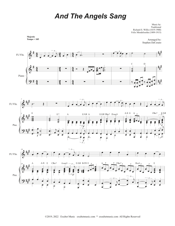 And The Angels Sang (Flute or Violin solo and Piano) (arr. Stephen DeCesare)