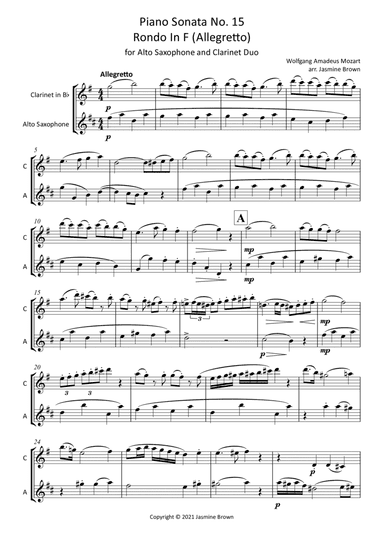 Rondo In F - Clarinet and Alto Saxophone Duet (arr. Jasmine Brown)