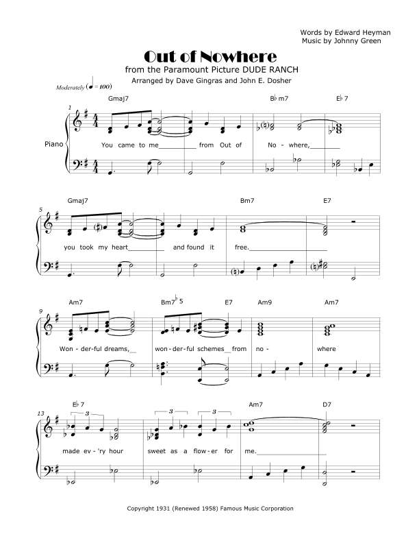 Out Of Nowhere (arr. David Lee Gingras and John E. Dosher)
