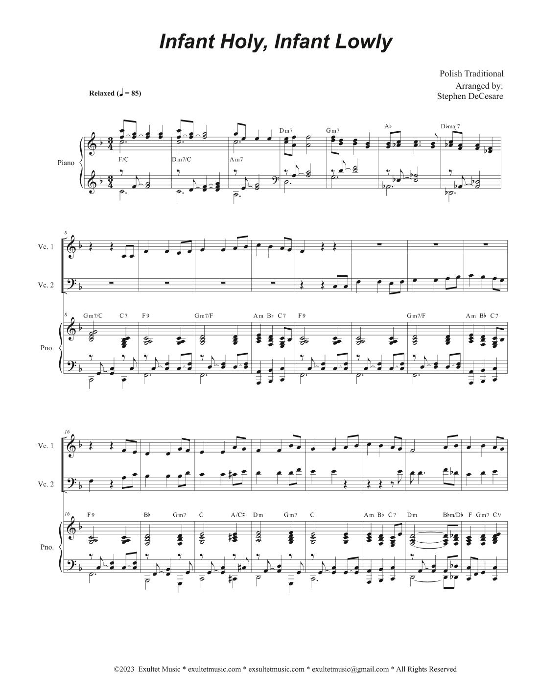 Infant Holy, Infant Lowly (Cello Duet) (arr. Stephen DeCesare)