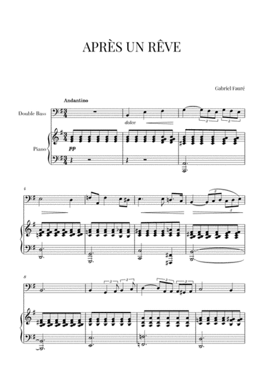 Fauré - Après un Rêve (for Double Bass and Piano) (arr. Cadenza Editions)