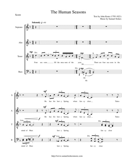 The Human Seasons - for SSAATTBB choir (text by John Keats)