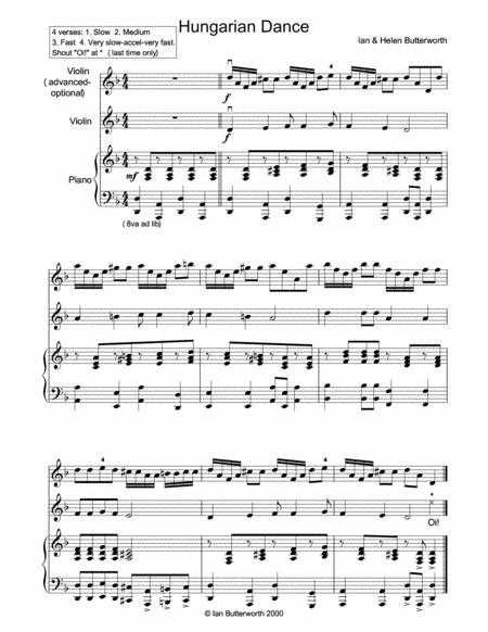 IAN BUTTERWORTH Hungarian Dance for violin & piano