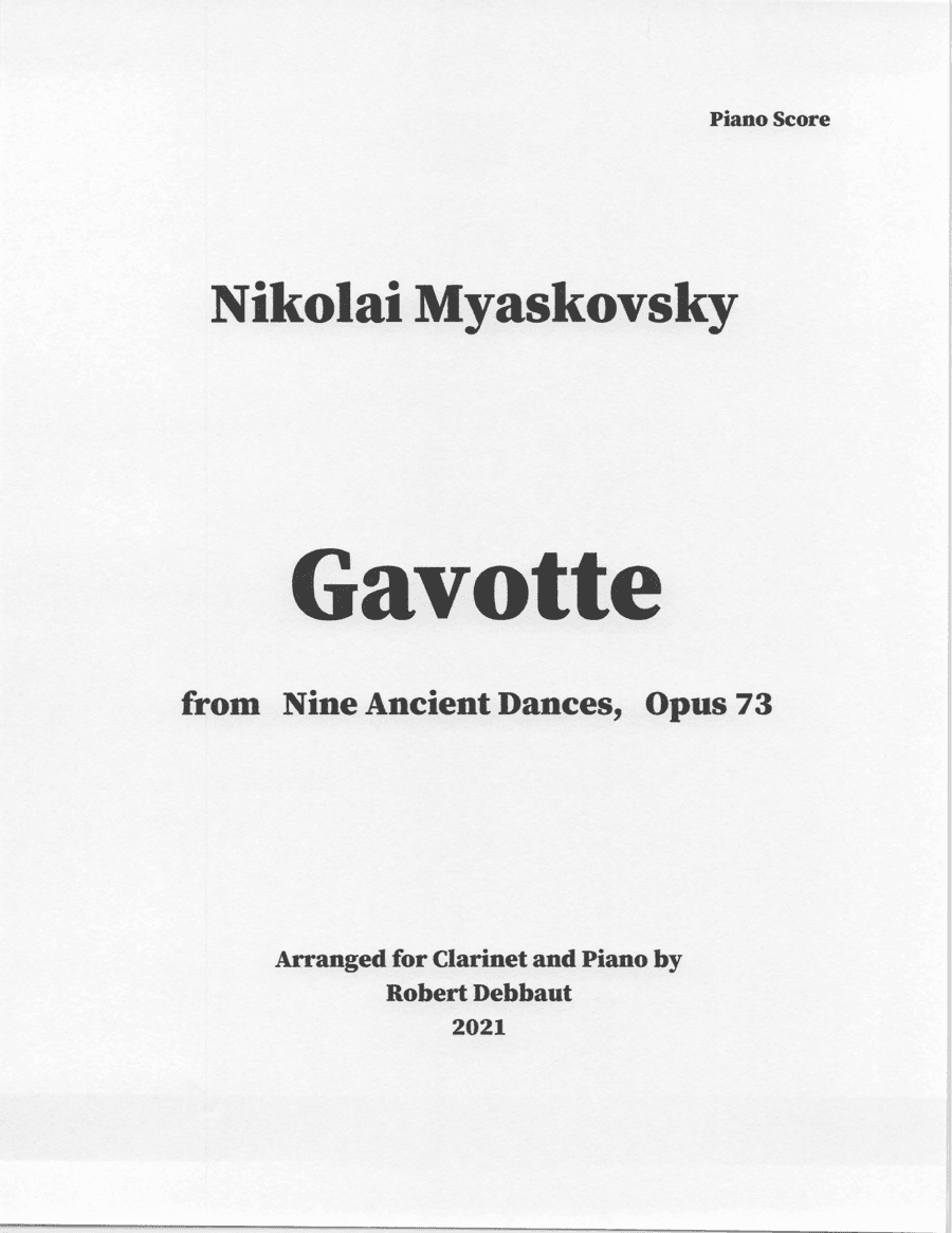 "Gavotte" by Nikolai Myaskovsky for Clarinet and Piano (arr. Robert Debbaut)
