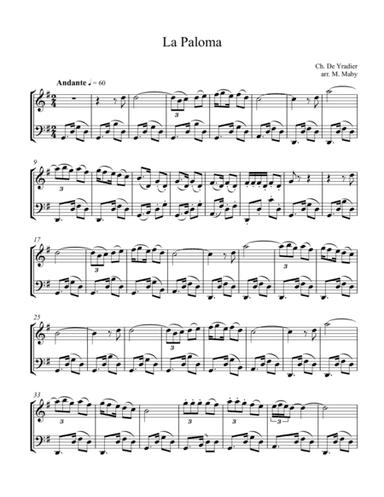 La Paloma, for violin & cello duet (arr. Marion Maby)