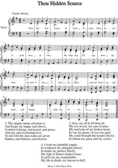 Thou hidden source. A new tune to a wonderful Wesley hymn.