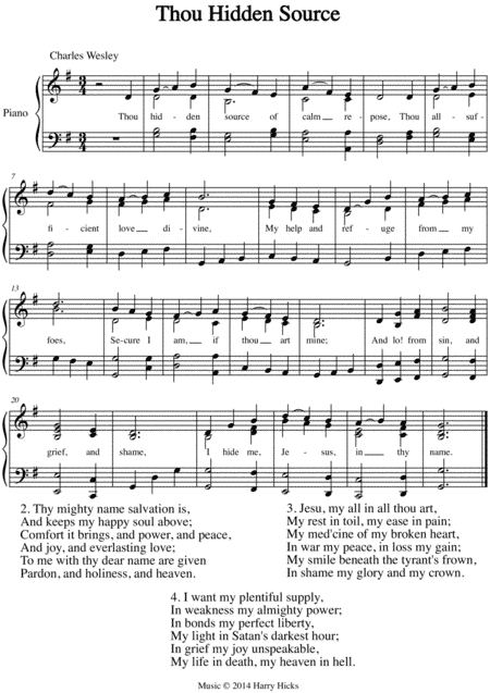 Thou hidden source. A new tune to a wonderful Wesley hymn.