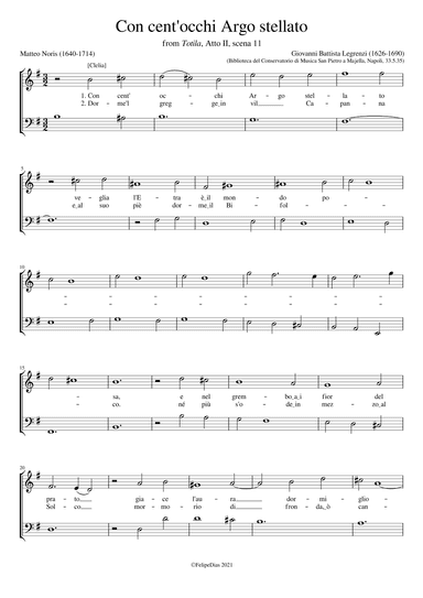 Con cent'occhi (arr. Early Music Scores)