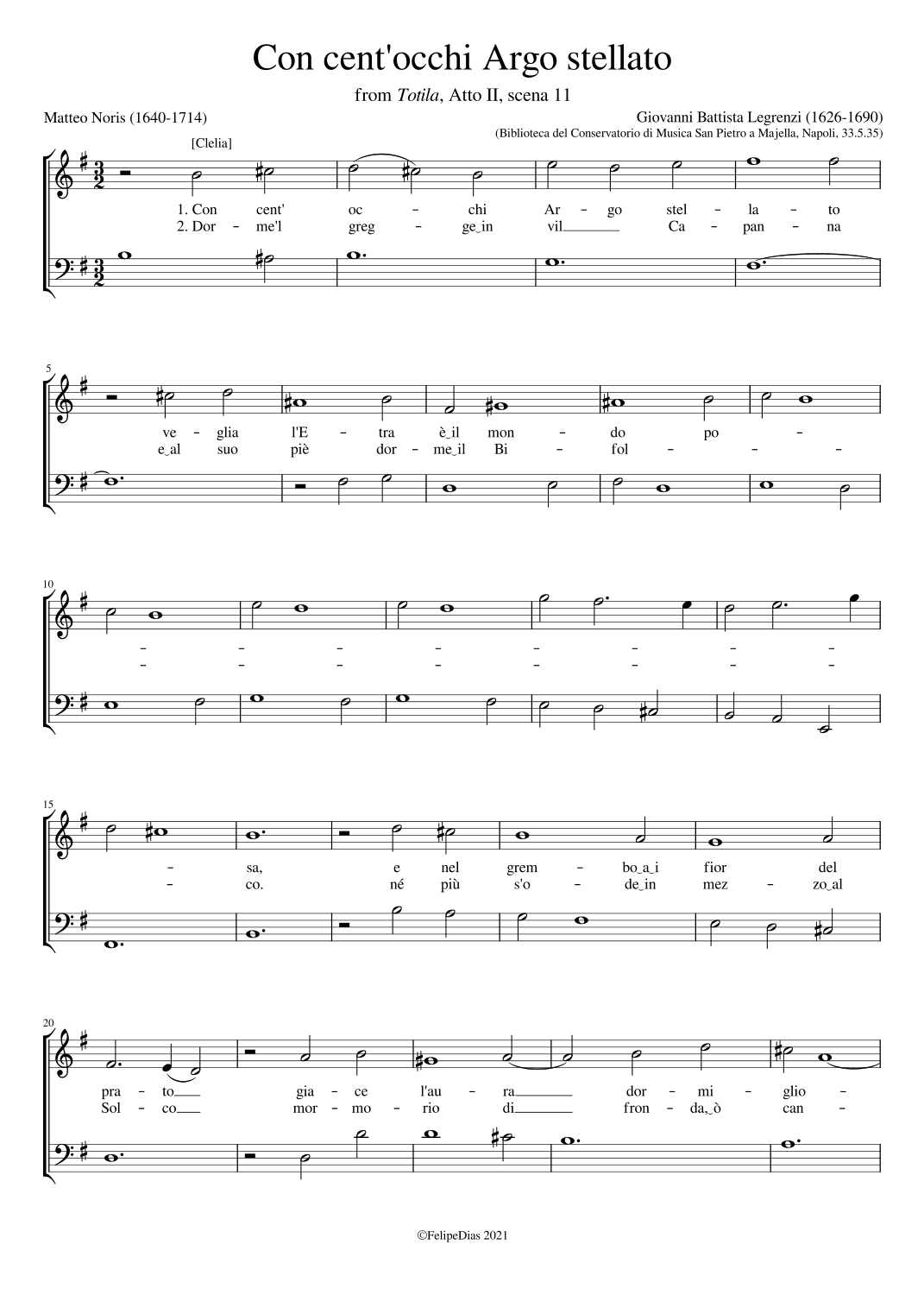 Con cent'occhi (arr. Early Music Scores)