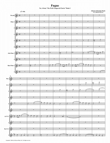 Fugue 04 from Well-Tempered Clavier, Book 1 (Flute Choir) (arr. Richard Byrnes)