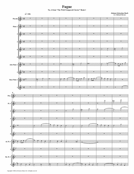 Fugue 04 from Well-Tempered Clavier, Book 1 (Flute Choir) (arr. Richard Byrnes)