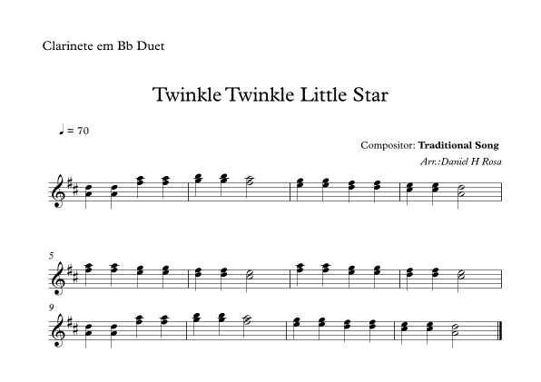 Twinkle Twinkle Little Star (arr. Daniel Rosa)