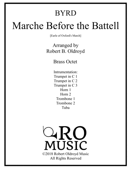 Earle of Oxford March [Marche Before the Battell] for Brass Octet (arr. Robert B. Oldroyd)