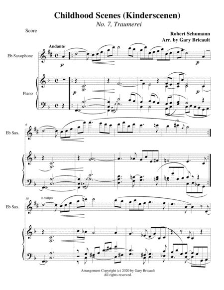 Childhood Scenes (Kinderscenen) - No. 7 Traumerei (arr. Gary Bricault)