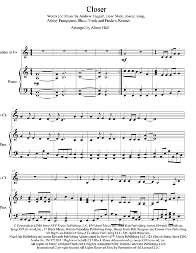 Closer (arr. Alison Hall)