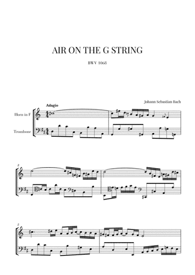 Bach: Air on the G String for French Horn and Trombone (arr. Cadenza Editions)