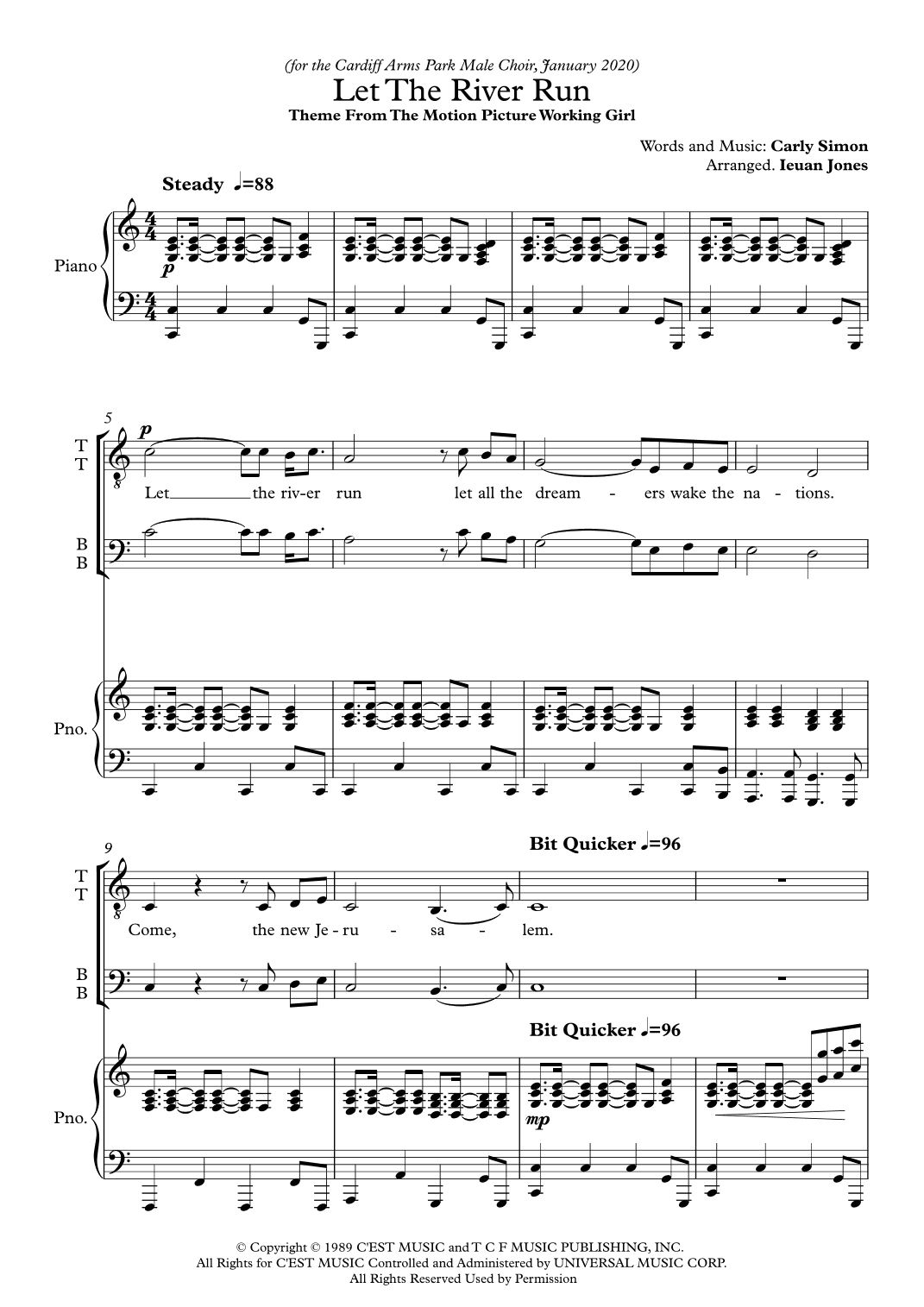 Let The River Run (arr. Ieuan Jones)