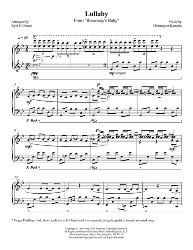 Lullaby From Rosemary's Baby (arr. Kyle Hillbrand)